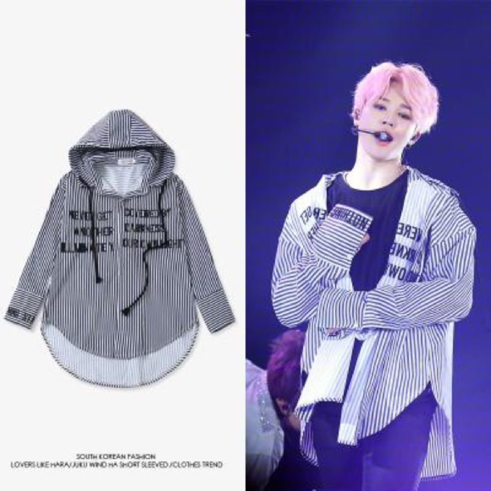 BTS Jimin Striped Shirt + Hood
